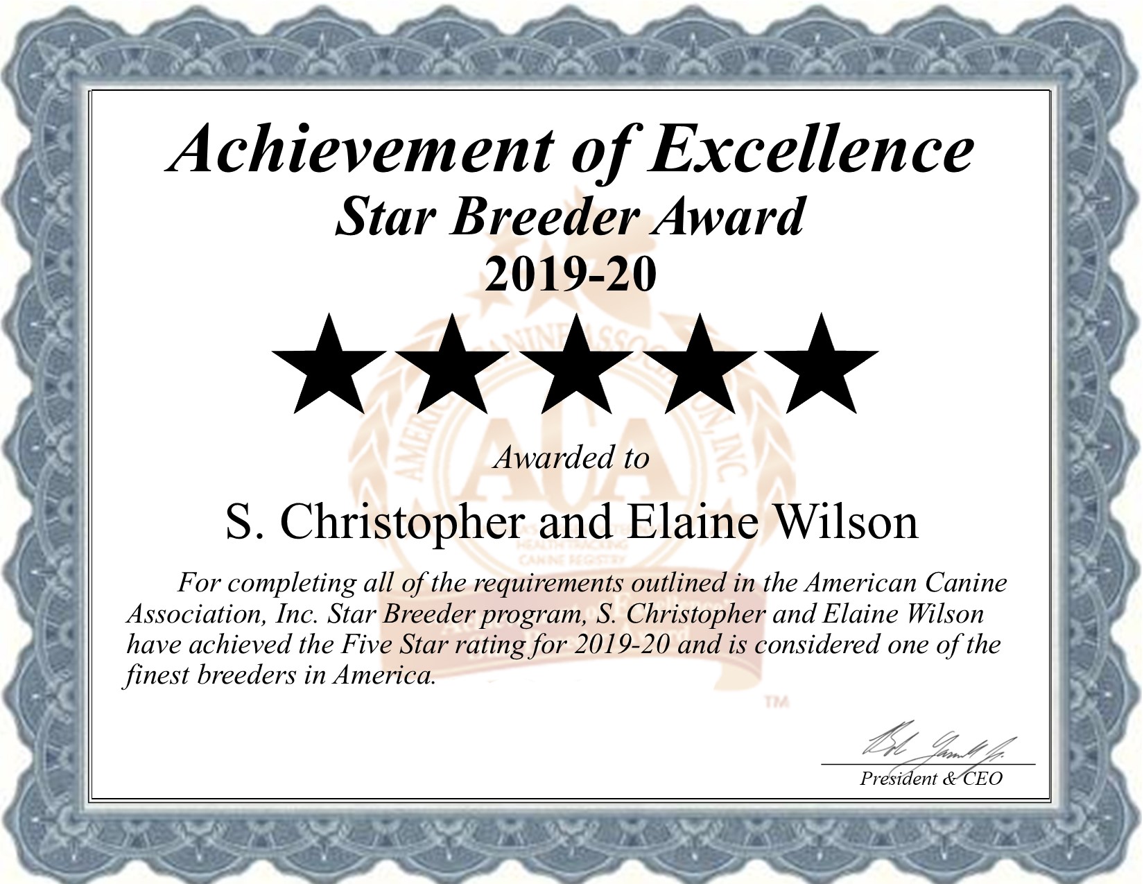 s, christopher, elaine, wilson, dog, breeder, certificate, christopher-wilson, elaine, dog_breeder, kennel, star breeder, star breeder, everton, mo, missouri, county, usda, puppy, puppies, ACA, ICA